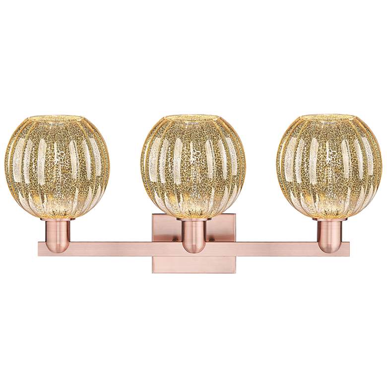 Image 2 Preston 26"W 3 Light Antique Copper Bath Light With Mercury Globe Shade more views