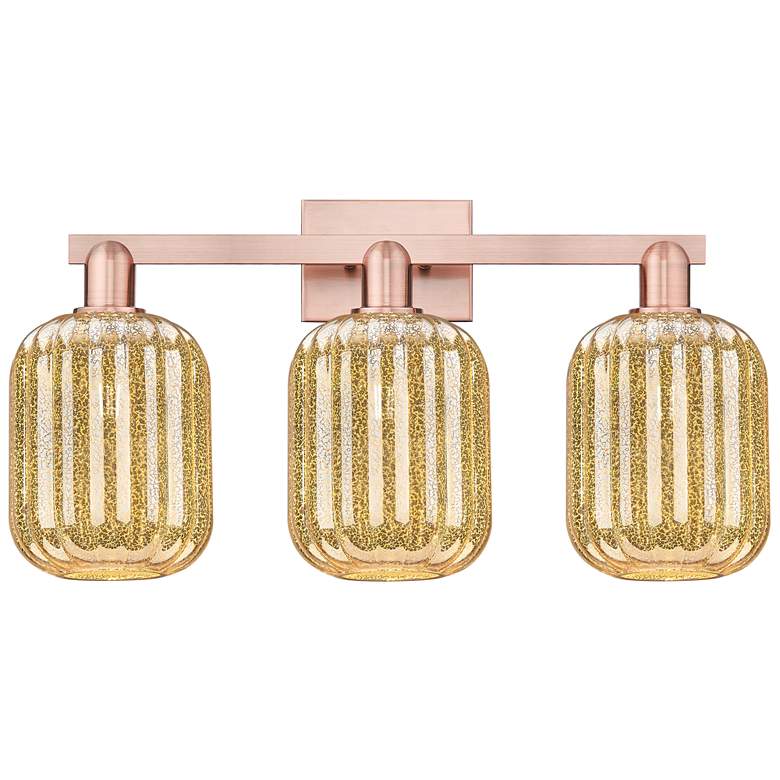 Image 1 Preston 26"W 3 Light Antique Copper Bath Light With Mercury Jar Shade