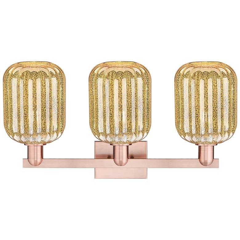 Image 2 Preston 26"W 3 Light Antique Copper Bath Light With Mercury Jar Shade more views
