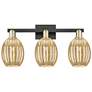 1_Preston 26"W 3 Light Black Brass Bath Light With Bell Mercury Shade