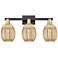 Preston 26"W 3 Light Black Brass Bath Light With Bell Mercury Shade