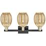 2_Preston 26"W 3 Light Black Brass Bath Light With Bell Mercury Shade more views
