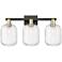 Preston 26"W 3 Light Black Brass Bath Light With Clear Jar Shade