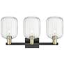 2_Preston 26"W 3 Light Black Brass Bath Light With Clear Jar Shade more views