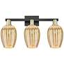 1_Preston 26"W 3 Light Black Brass Bath Light With Mercury Flute Shade