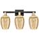 Preston 26"W 3 Light Black Brass Bath Light With Mercury Flute Shade