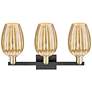 2_Preston 26"W 3 Light Black Brass Bath Light With Mercury Flute Shade more views