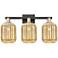 Preston 26"W 3 Light Black Brass Bath Light With Mercury Jar Shade
