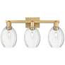 Preston 26"W 3 Light Brushed Brass Bath Light With Bell Clear Shade