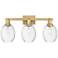 Preston 26"W 3 Light Brushed Brass Bath Light With Bell Clear Shade