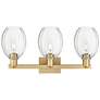 Preston 26"W 3 Light Brushed Brass Bath Light With Bell Clear Shade