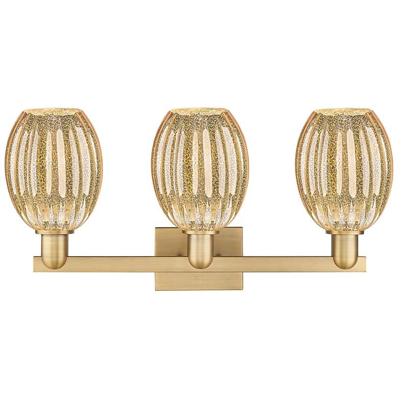 Image 2 Preston 26"W 3 Light Brushed Brass Bath Light With Bell Mercury Shade more views