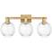 Preston 26"W 3 Light Brushed Brass Bath Light With Clear Globe Shade