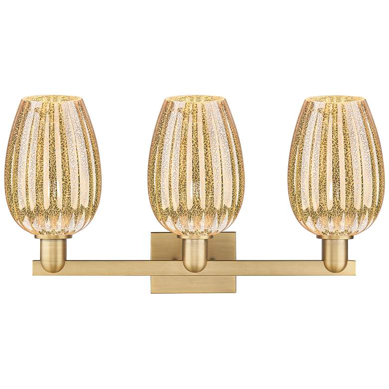Image 2 Preston 26"W 3 Light Brushed Brass Bath Light With Flute Mercury Shade more views
