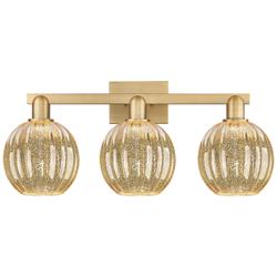 Preston 26"W 3 Light Brushed Brass Bath Light With Mercury Globe Shade