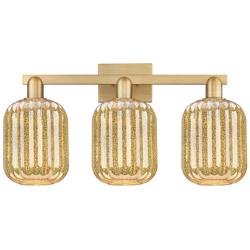 Preston 26"W 3 Light Brushed Brass Bath Light With Mercury Jar Shade