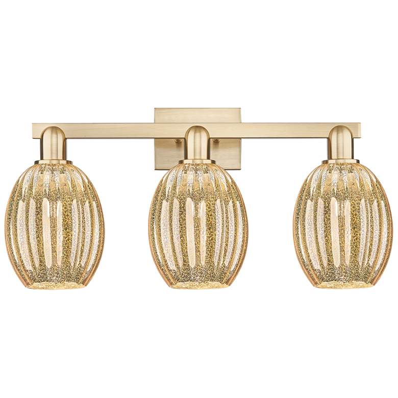 Image 1 Preston 26"W 3 Light Champagne Bath Light With Bell Mercury Shade