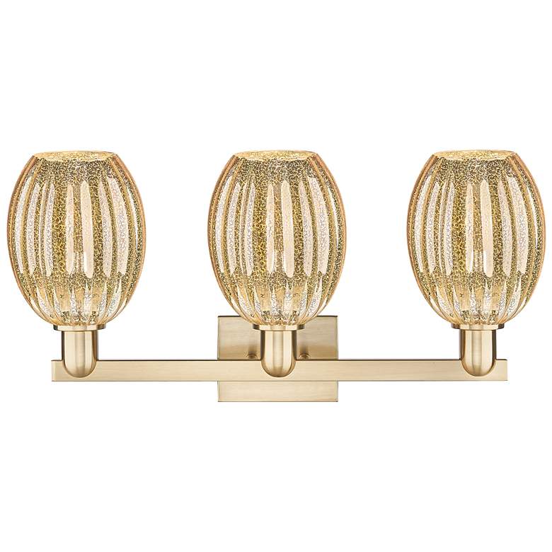 Image 2 Preston 26"W 3 Light Champagne Bath Light With Bell Mercury Shade more views