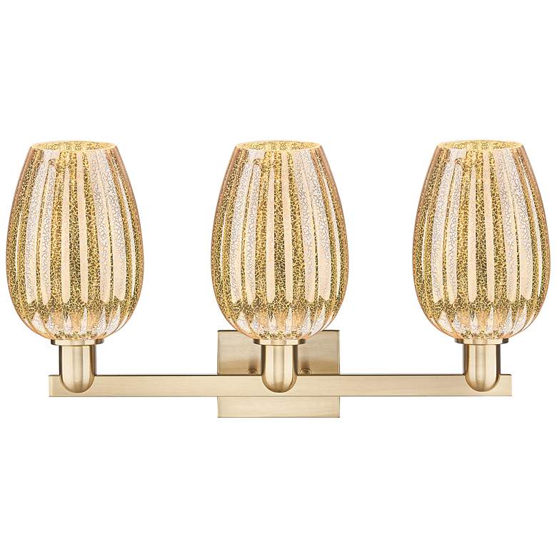 Image 2 Preston 26"W 3 Light Champagne Bath Light With Mercury Flute Shade more views