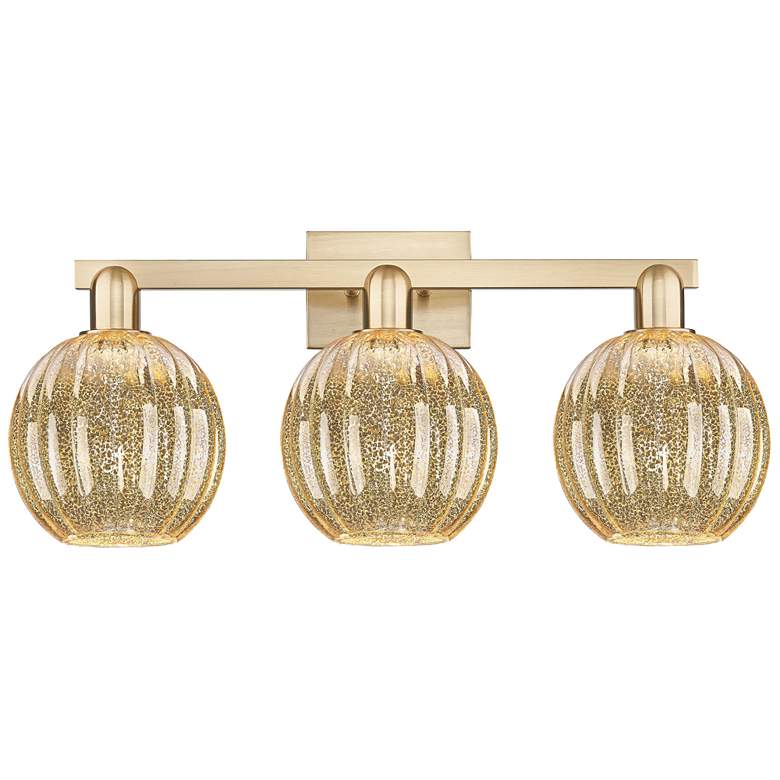 Image 1 Preston 26"W 3 Light Champagne Bath Light With Mercury Globe Shade