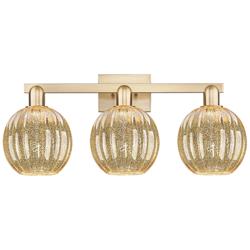 Preston 26"W 3 Light Champagne Bath Light With Mercury Globe Shade