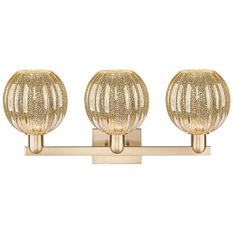Image 2 Preston 26"W 3 Light Champagne Bath Light With Mercury Globe Shade more views