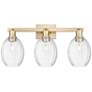 Preston 26"W 3 Light Champagne Bronze Bath Light With Bell Clear Shade