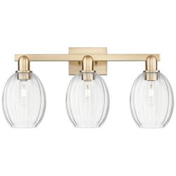 Preston 26"W 3 Light Champagne Bronze Bath Light With Bell Clear Shade