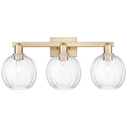 Preston 26"W 3 Light Champagne Bronze Bath Light With Clear Globe Shade