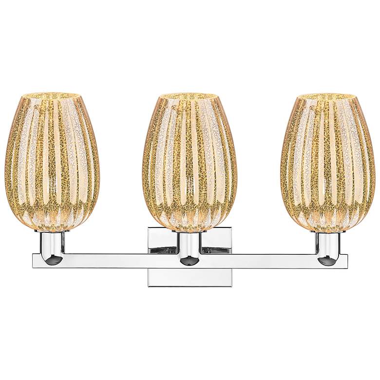 Image 2 Preston 26"W 3 Light Chrome Bath Light With Mercury Flute Shade more views