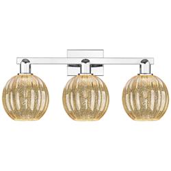 Preston 26"W 3 Light Chrome Bath Light With Mercury Globe Shade