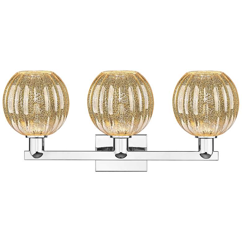 Image 2 Preston 26"W 3 Light Chrome Bath Light With Mercury Globe Shade more views
