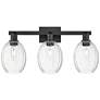 Preston 26"W 3 Light Matte Black Bath Light With Bell Clear Shade