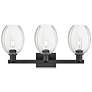 Preston 26"W 3 Light Matte Black Bath Light With Bell Clear Shade
