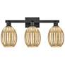 1_Preston 26"W 3 Light Matte Black Bath Light With Bell Mercury Shade