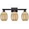 Preston 26"W 3 Light Matte Black Bath Light With Bell Mercury Shade