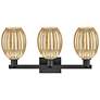 2_Preston 26"W 3 Light Matte Black Bath Light With Bell Mercury Shade more views