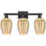 1_Preston 26"W 3 Light Matte Black Bath Light With Mercury Flute Shade