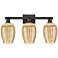 Preston 26"W 3 Light Matte Black Bath Light With Mercury Flute Shade