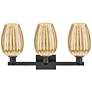 2_Preston 26"W 3 Light Matte Black Bath Light With Mercury Flute Shade more views