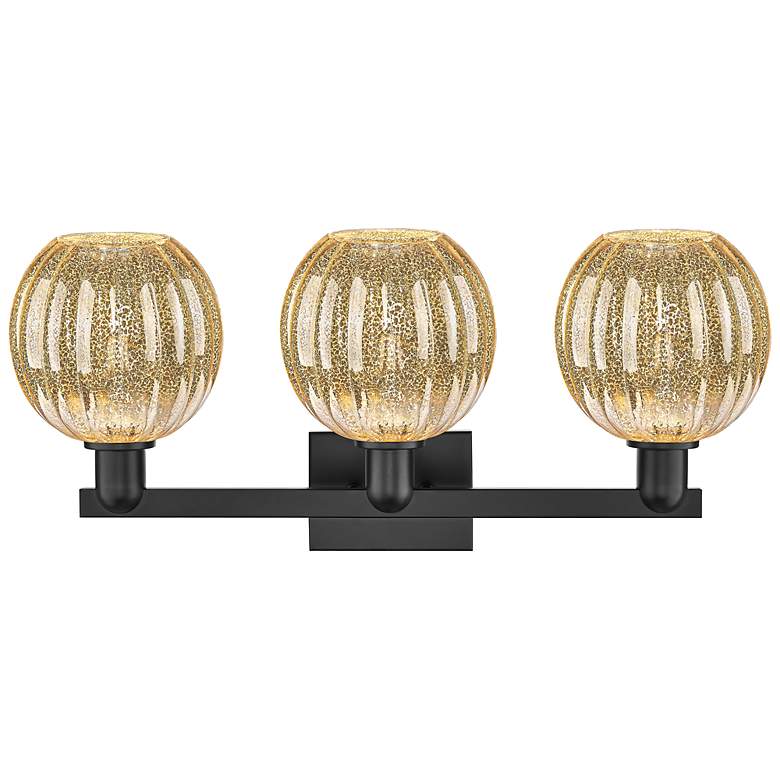 Image 2 Preston 26"W 3 Light Matte Black Bath Light With Mercury Globe Shade more views