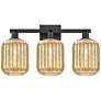 1_Preston 26"W 3 Light Matte Black Bath Light With Mercury Jar Shade