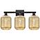 Preston 26"W 3 Light Matte Black Bath Light With Mercury Jar Shade