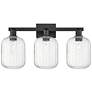 1_Preston 26"W 3 Light Matte Black Bath Vanity Light With Clear Jar Shade