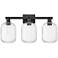 Preston 26"W 3 Light Matte Black Bath Vanity Light With Clear Jar Shade