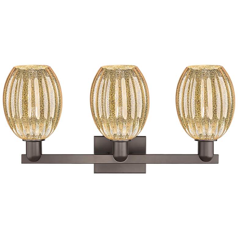 Image 2 Preston 26"W 3 Light Oil Rubbed Bronze Bath Light w/ Bell Mercury Shade more views