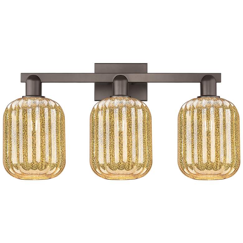 Image 1 Preston 26"W 3 Light Oil Rubbed Bronze Bath Light w/ Mercury Jar Shade