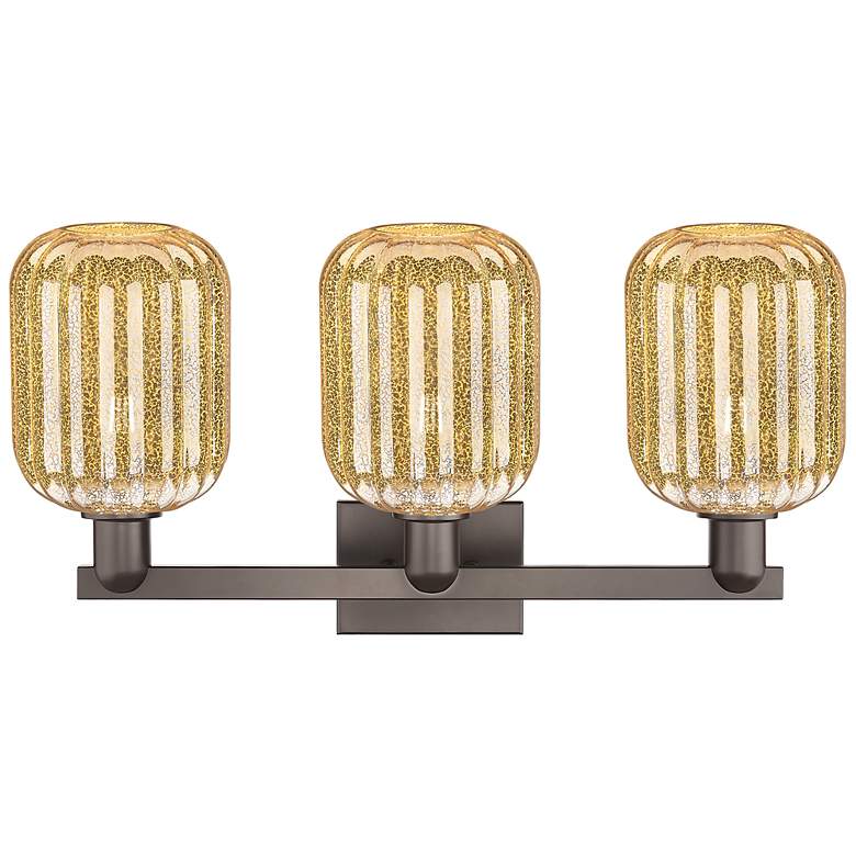 Image 2 Preston 26"W 3 Light Oil Rubbed Bronze Bath Light w/ Mercury Jar Shade more views