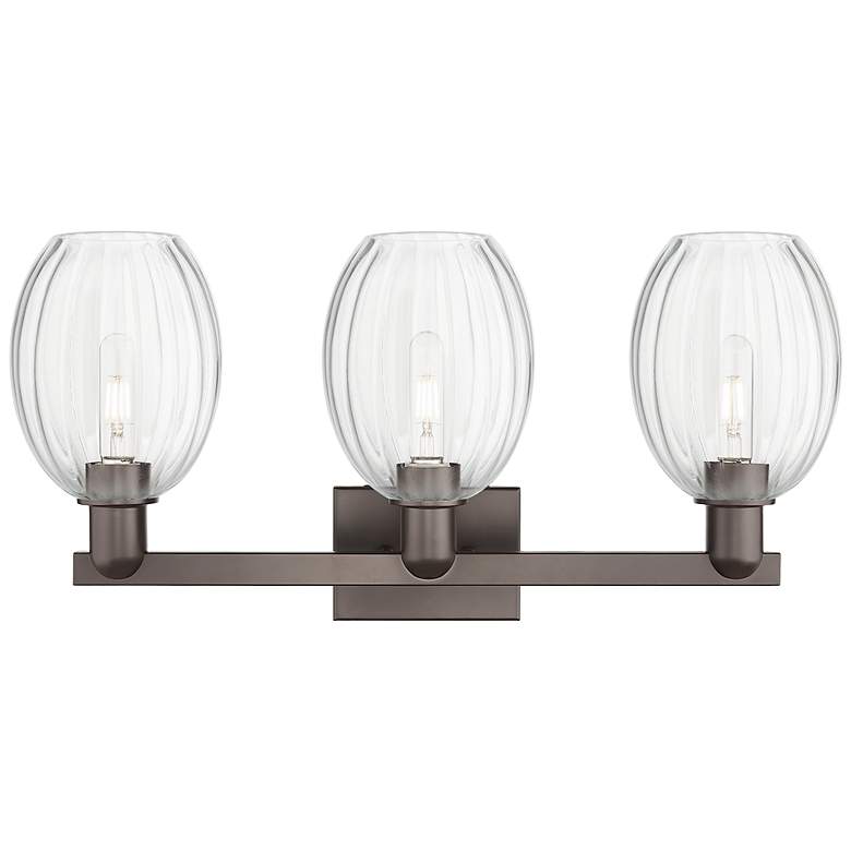 Image 2 Preston 26"W 3 Light Oil Rubbed Bronze Bath Light With Bell Clear Shade more views