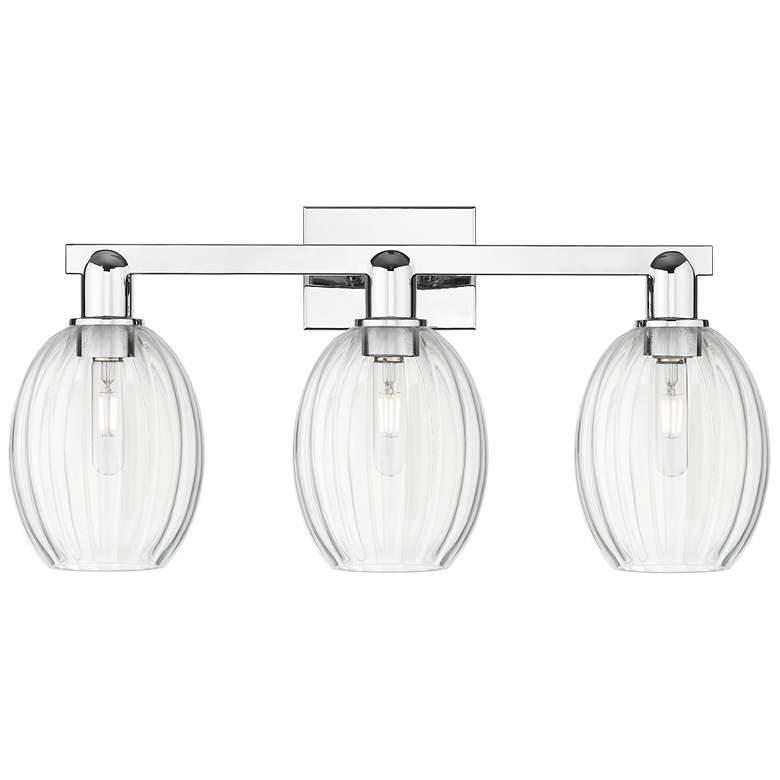 Image 1 Preston 26"W 3 Light Polished Chrome Bath Light With Bell Clear Shade